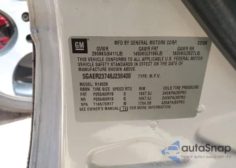 2008 Buick Enclave Cxl из США, поврежденный, VIN 5GAER23748J238408